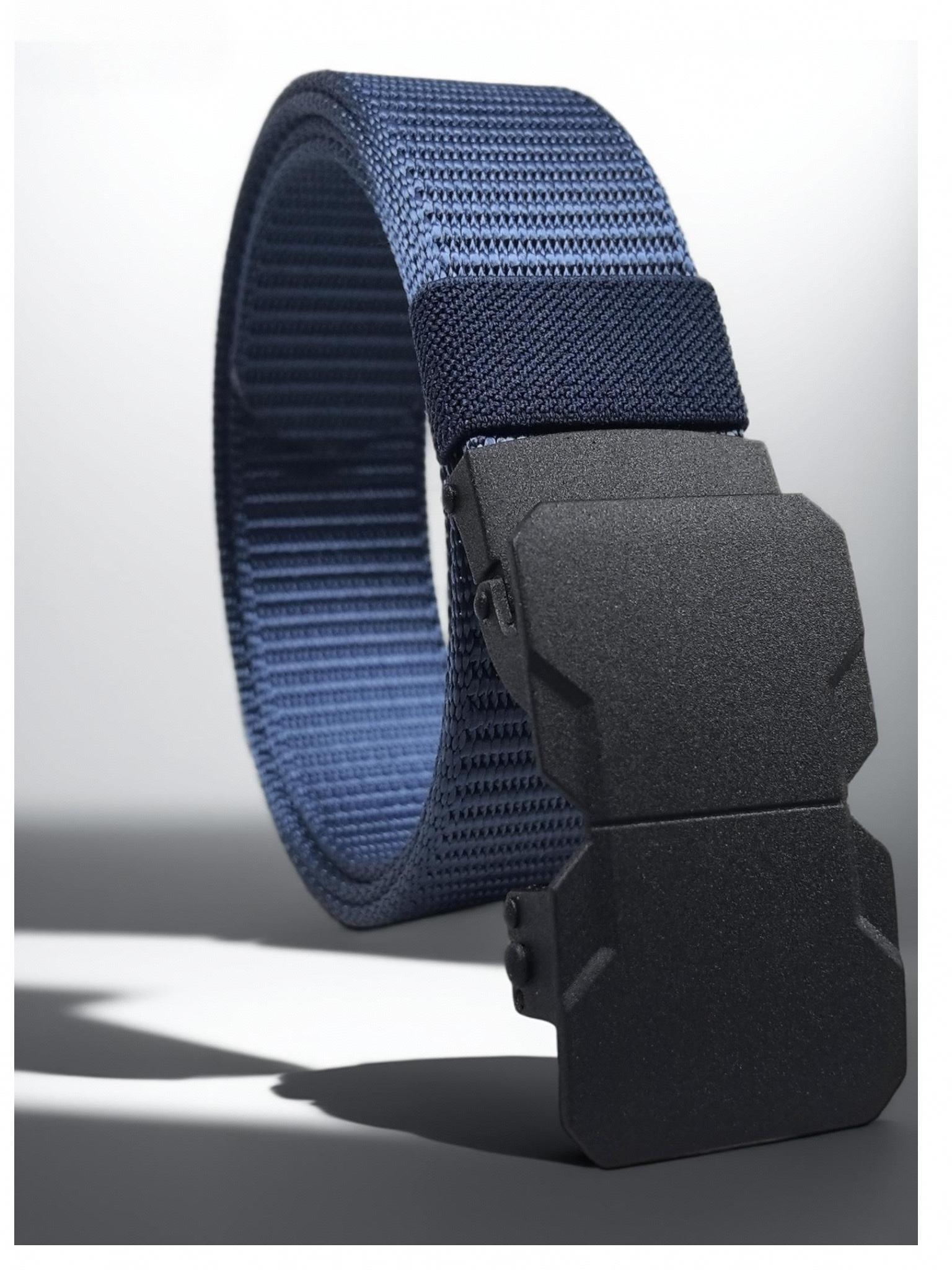 Men's Zipper Nylon Belt with Alloy Buckle, Automatic Stretch Golf Waistband, Outdoor Tactical Hiking Belt, Durable and Comfortable Design