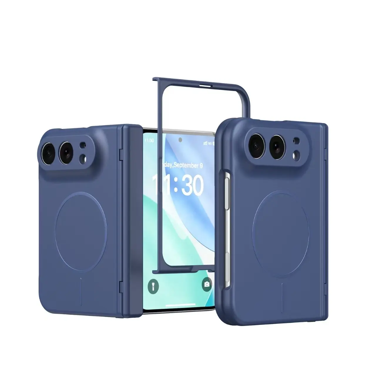 All inclusive anti fall strap with central hinge protection, compatible with iPhone Duo foldable phone case, Flip cover, compatible with magnetic charging, with tempered film protection, skin like anti fingerprint, durable and dirt resistant, simple and s