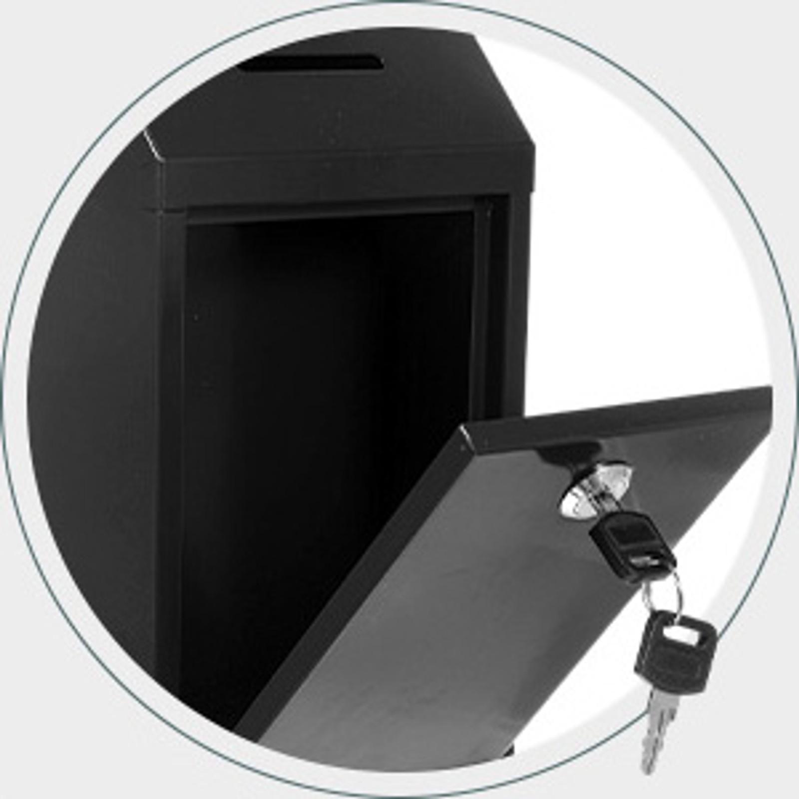 Metal Lockable Donation Cash Box - Money Safe for Cash, Security Lock Box with Key Lock, Confidential Money Drop Container, 1x Black Mailbox with Nail-Hook Installation, Pre-Punched Holes, Wall-Mounted, for Friends, Neighbors (10.24x5.71x2.95in), Wall Mou