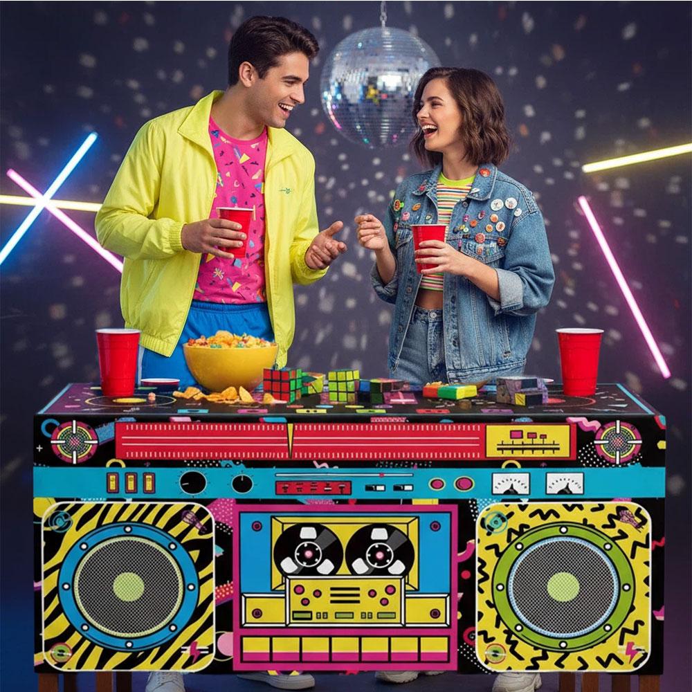 ABCシェルフ☆ミラー☆ヴィンテージ☆ファンシー☆レトロ☆レア☆80s☆90s☆ 6ft 80s 90s Theme Party Tablecloth, Retro Style Decoration for Hip