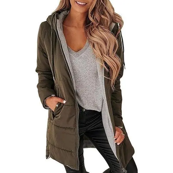 Imily Bela Womens Warm Puffer Down Jacket Hooded Winter Lightweight Mid Quilted Coat with Pockets