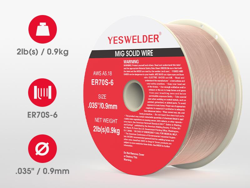 YESWELDER ER70S-6 Mild Carbon Steel MIG Welding Wire | 2LB Spool .023"/.030"/.035" Diameter Solid Gas MIG Wire