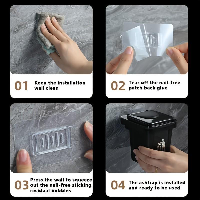 Creative Wall-Mounted Ashtray Trash Can with Lid, Desktop Mini Ashtray, Decorative Desk Accessory, No Drilling Design, Ideal for Living Room, Bedroom, Bathroom, Car