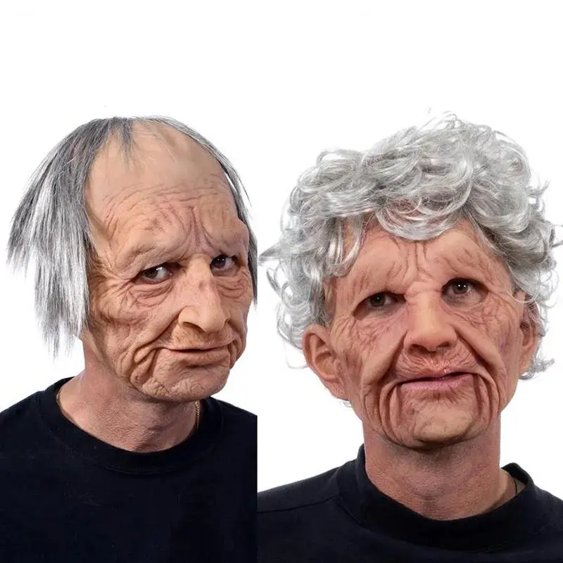 2025 New April Fool's Day Wrinkles Head Full Mask Mask Party Supplies Horror Cosplay Props New Old Man Mask Halloween Party