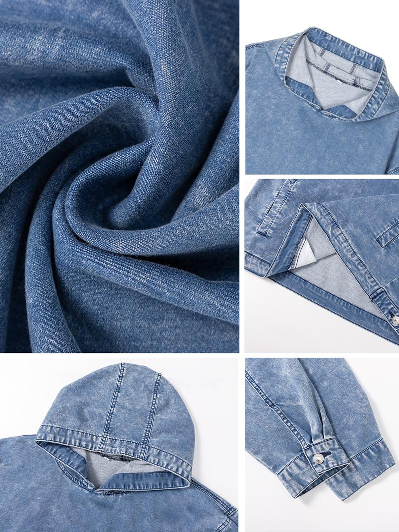 MIDIROSS WOMEN'S DENIM HOODED SWEATSHIRT WITH FRONT POCKETS