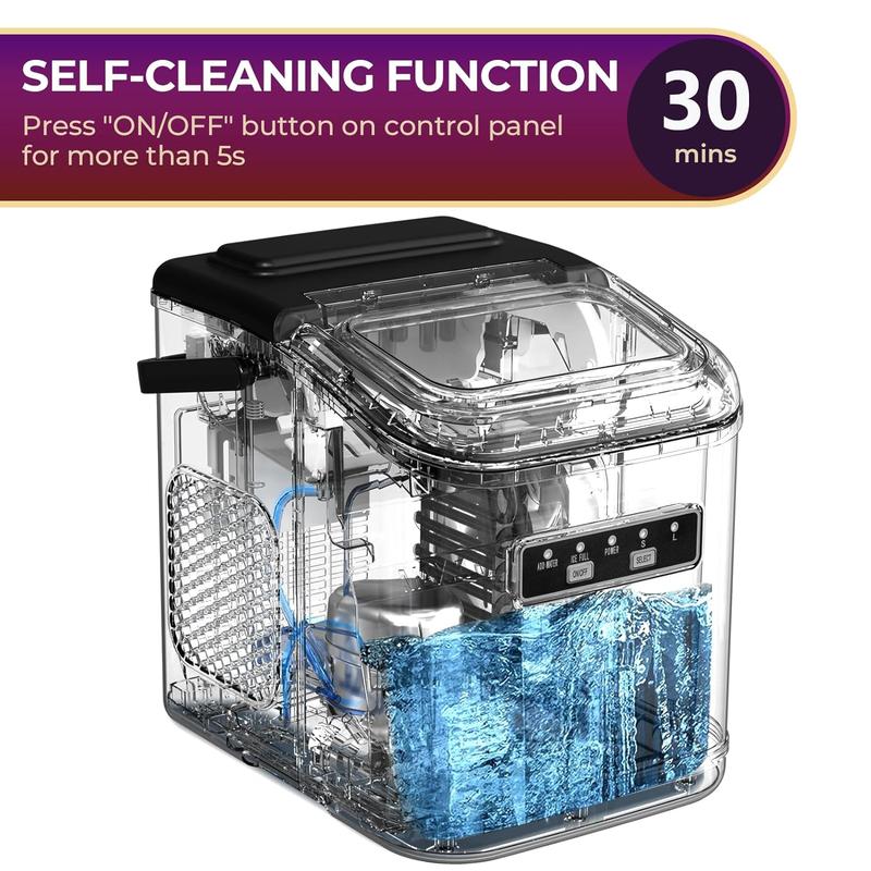 Ice Maker 9 Bullet Ice Cubes in 6 Mins, 26.5lbs/24Hrs, Ice Maker Machine for Home Office Kitchen Bar Party, Black Ice Maker 9 Bullet Ice Cubes in 6 Mins, 26.5lbs/24Hrs, Ice Maker Machine for Home Office Kitchen Bar Party, Black