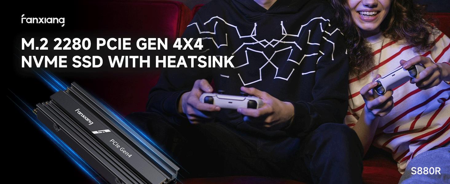 FANXIANG S880ER 4TB w/Heatsink M.2 SSD NVMe SSD PCIe Gen 4 Gaming SSD M.2 2280, Up to 7300MB/s