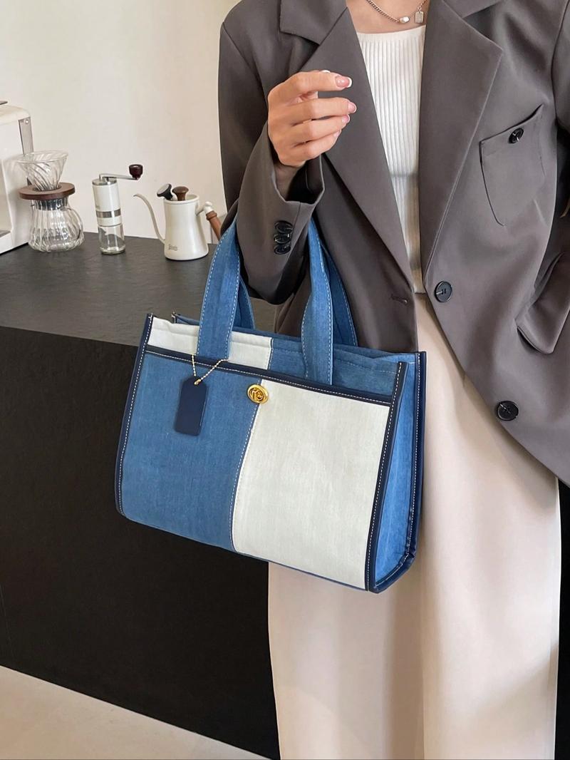 Women's Denim Tote Bag, Casual Versatile Shoulder Bag for Daily Used, Trendy All-match Ladies Purse Bag for Teen Girl Women College Student, for Students and Outdoor, Tote Bag for Women, Handbag Shoulder Bag