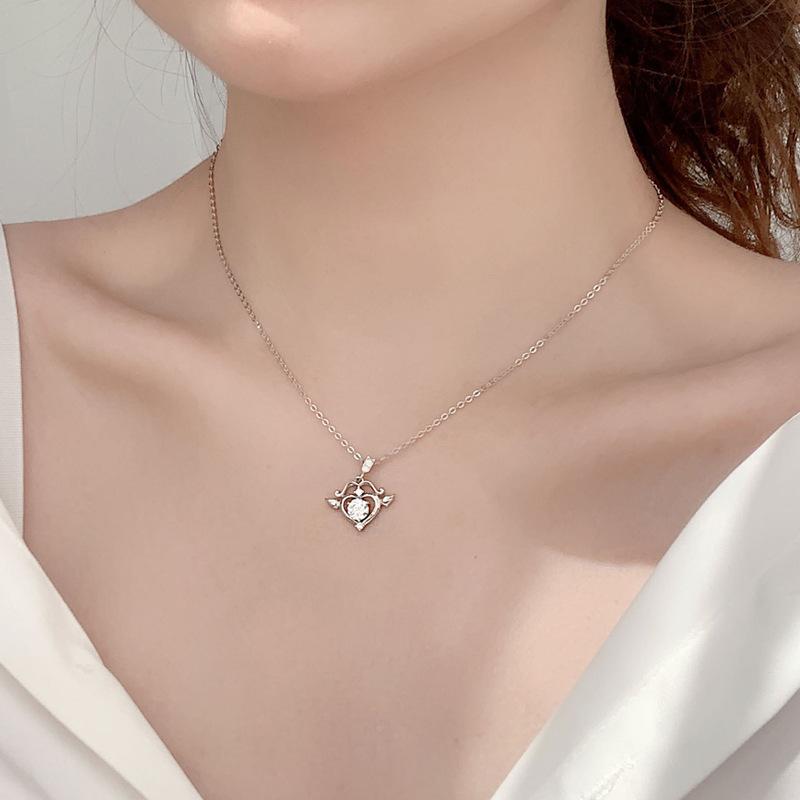 [ASM-NC130] Moissanite Diamond Cupid's Arrow Necklace Female 925 sterling silver fine jewelry silver jewelry moissanite necklace