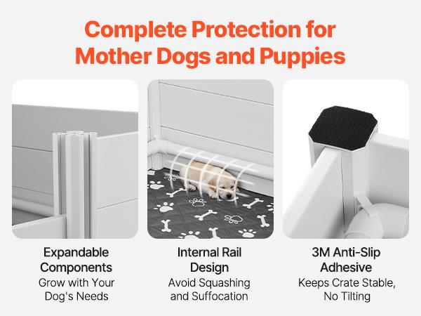 fathersdaygift  VEVOR Dogs Whelping Box, 38.6x 38.6x 18.1 inch, Plastic PVC Puppies Playpen with Height Adjustable Door and Washable Pee Pad, Anti-Deformation Indoor Puppy Play Pen for Medium Breed Dogs, Milk White