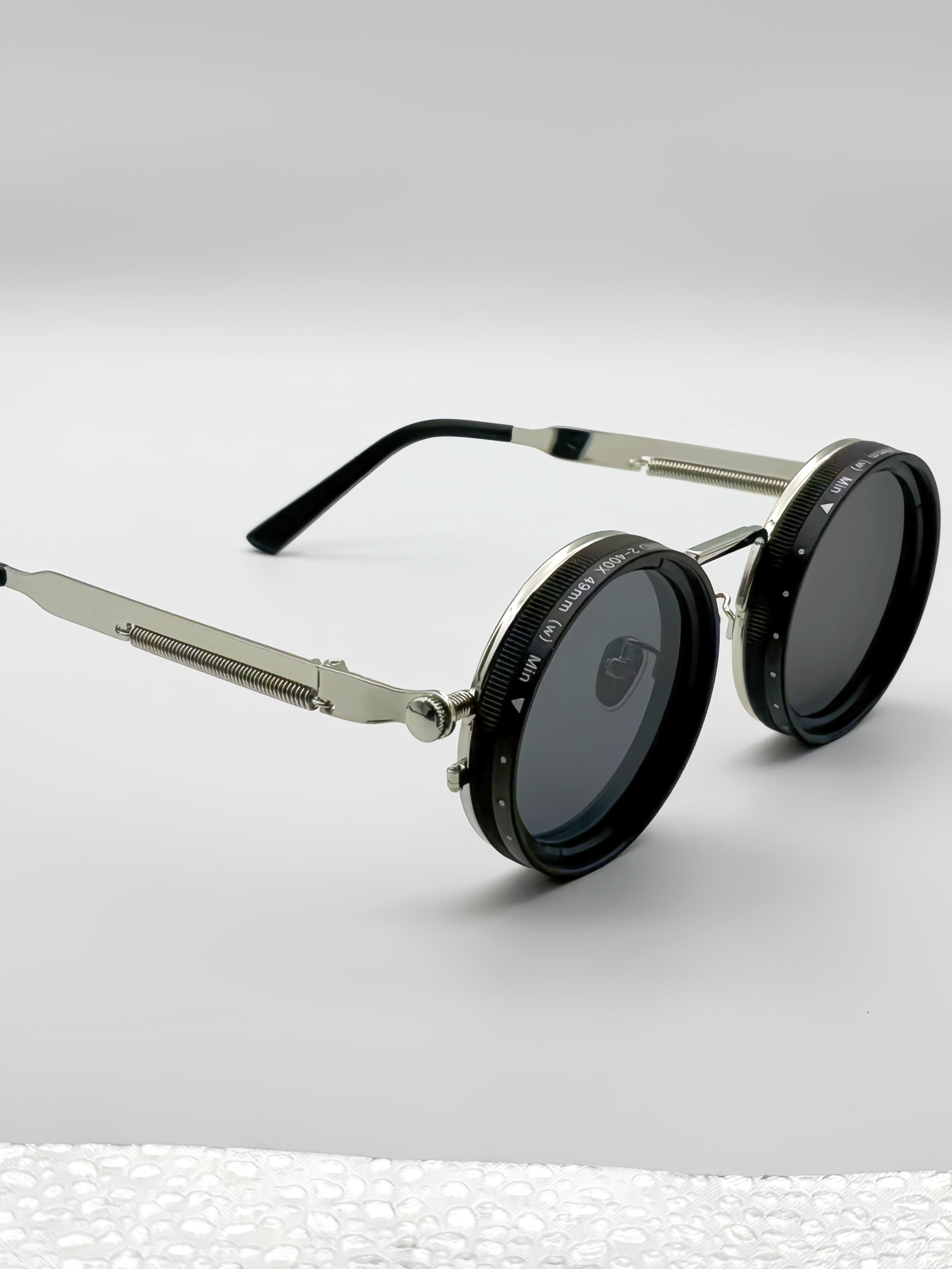 Steampunk Round Adjustable Rotating Aluminum Magnesium Lenses, Fashion Glasses Unisex Polarized Colors Adjustable, All Seasons