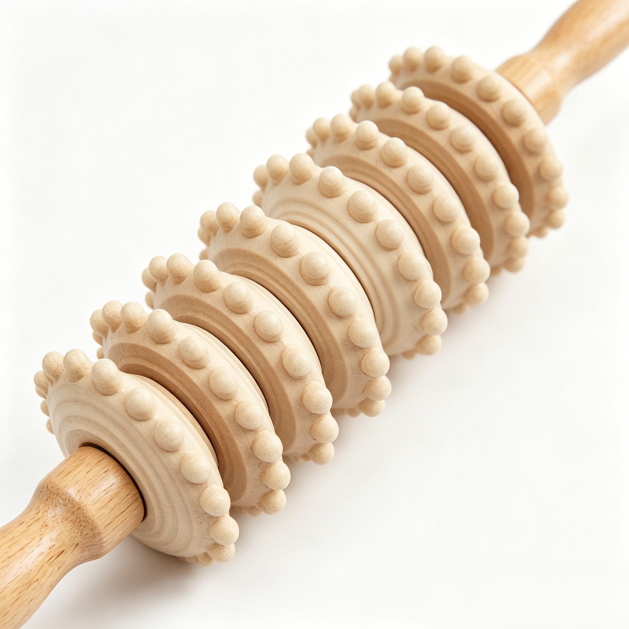 Full Body Use Wooden Roller Massager Back Pusher Yoga Stick Muscle Relaxation Massage Tool, Pain Relief & Stress Reduction Device