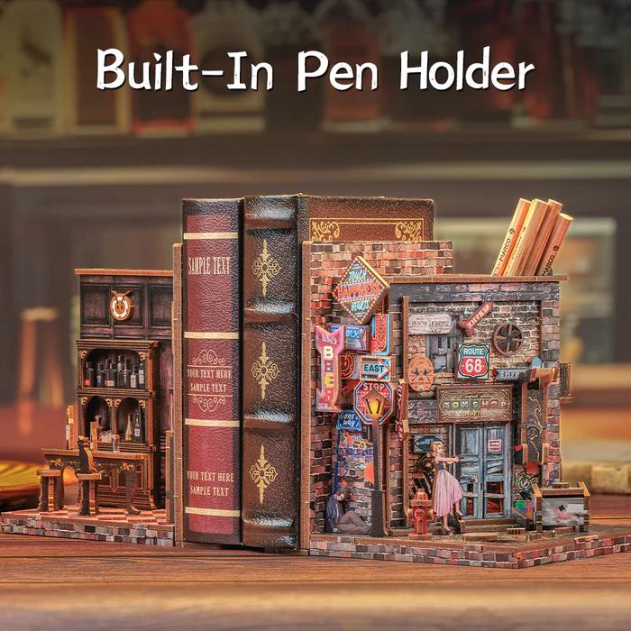 【FAREWELL TO THE NIGHT/BOOKENDS KIT/HOLIDAY GIFT/HANDMADE DIY TOYS/TIME-CONSUMING TOYS】CUTEBEE DIY bookcase with LED lights. Creative DIY toys. Bookcase decoration. Holiday gift with LED lights,cover dust