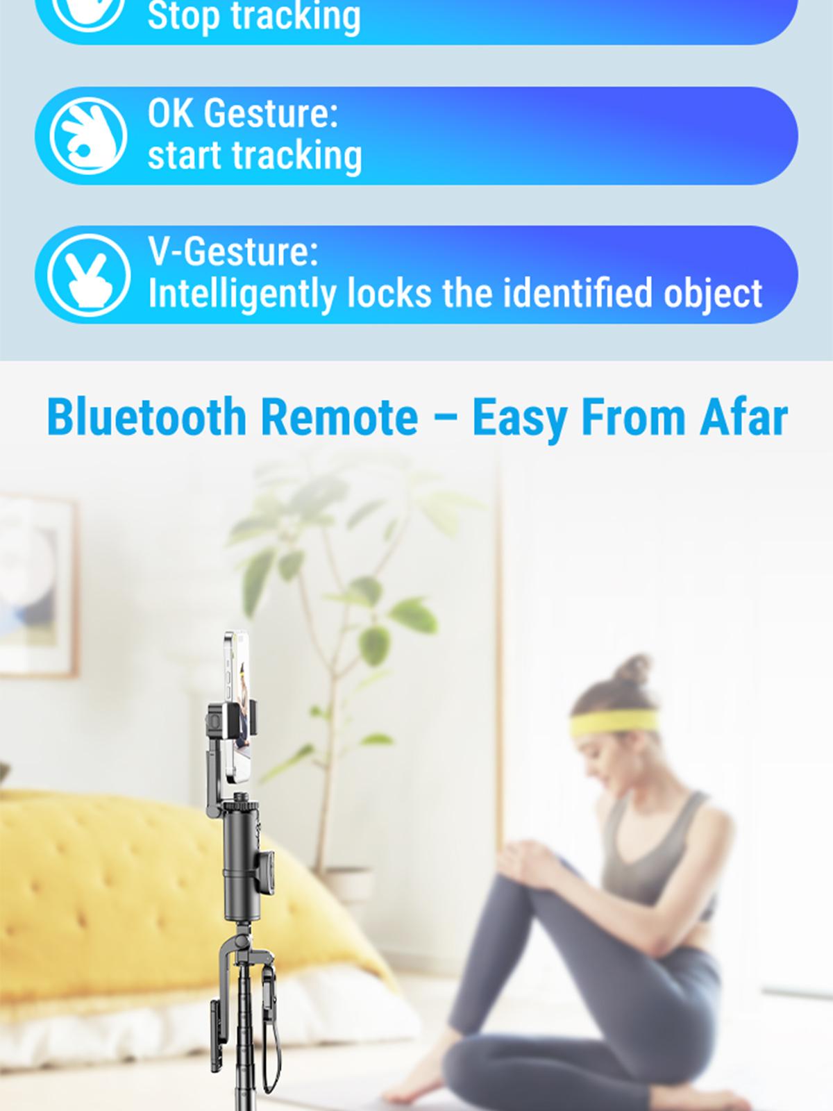 AI Auto Face Tracking Tripod with 63" Selfie Stick Tripod | Smart Face Tracking Phone Holder with LED light for TikTok Live & Vlogging | Gesture Control & Bluetooth Remote | Perfect for Content Creator | Gift for Boy & Girl Friend | Spring Glow Up