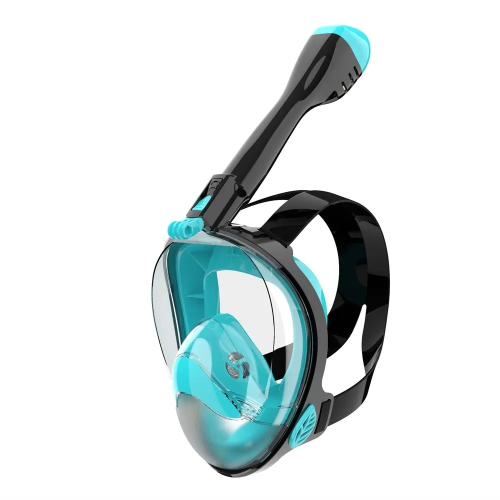 Silicone Snorkel Mask, Adult Full Face Snorkeling Goggles, 180° Panoramic View, Camera Mount, Anti-Leak, Anti-Fog, Swimming Gear