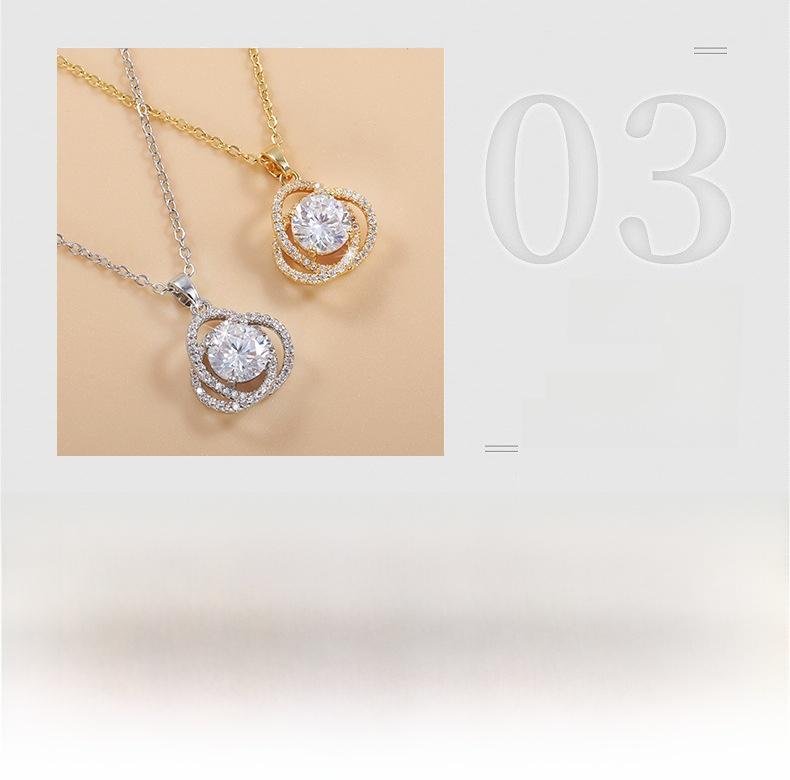 Shining Pearl Pure Copper Japanese and Korean Style Zircon Camellia New Necklace Accessory Women's Fashion Collarbone Chain Zircon Jewelry