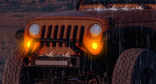 Nilight JK Front Turn Signals Light 8LED Smoked Lens Amber Front Grille Indicator Light Day Running Light Waterproof Clearance Light Compatible with 2007-2017 Wrangler JK JKU