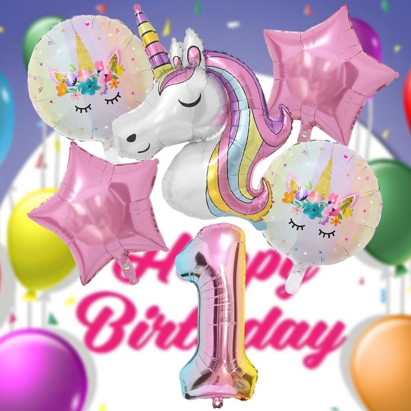 Unicorn Number Star Foil Balloons, Multi-Shape Mixed Colors, Perfect for Weddings, Anniversaries, Festivals, Parties, Events