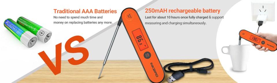 Inkbird meat thermometer, 1 instant reading thermometer, suitable for grilling, frying, waterproof and rechargeable, magnetic, kitchen tools Utensils Kitchenware Home