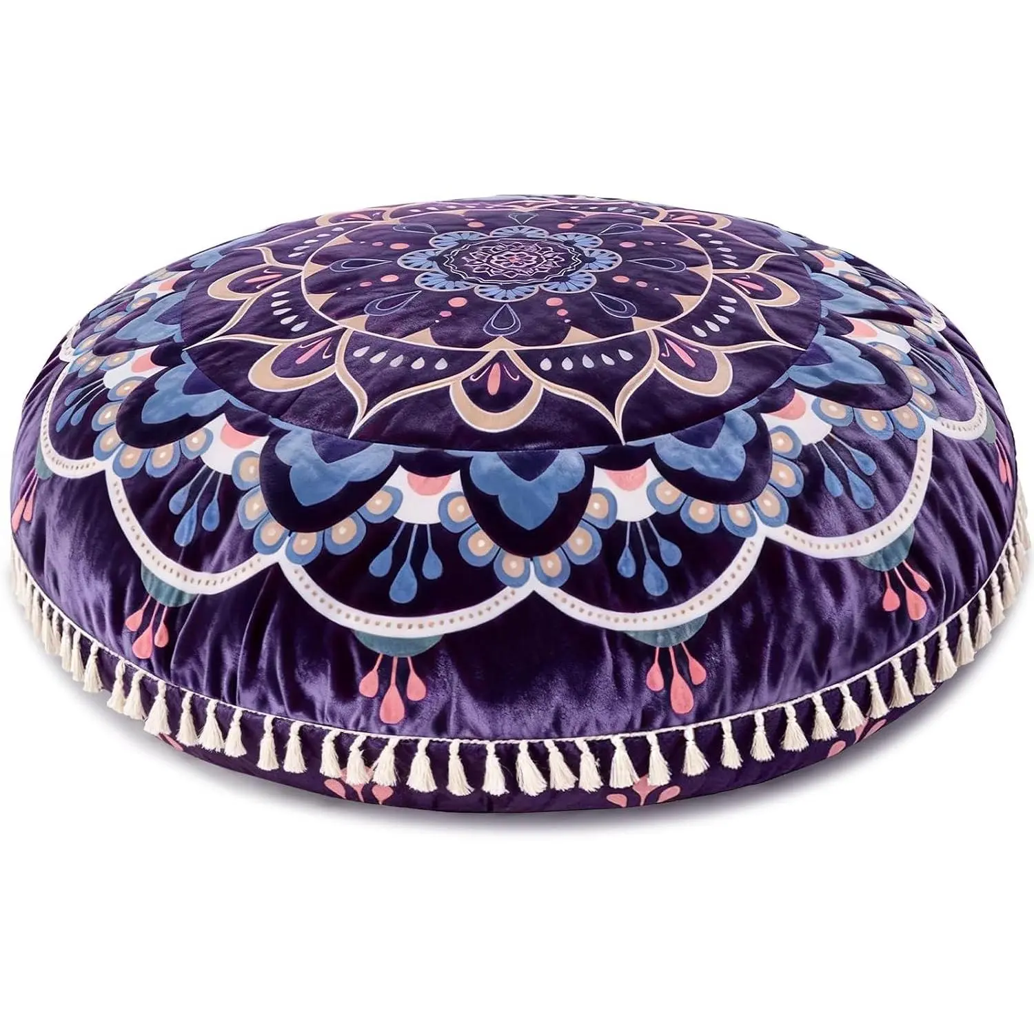 Meditation Cushion, Large Velvet Floor Pillow for Yoga, Meditation & Mindfulness, Supportive Memory Foam Bolster (Purple)