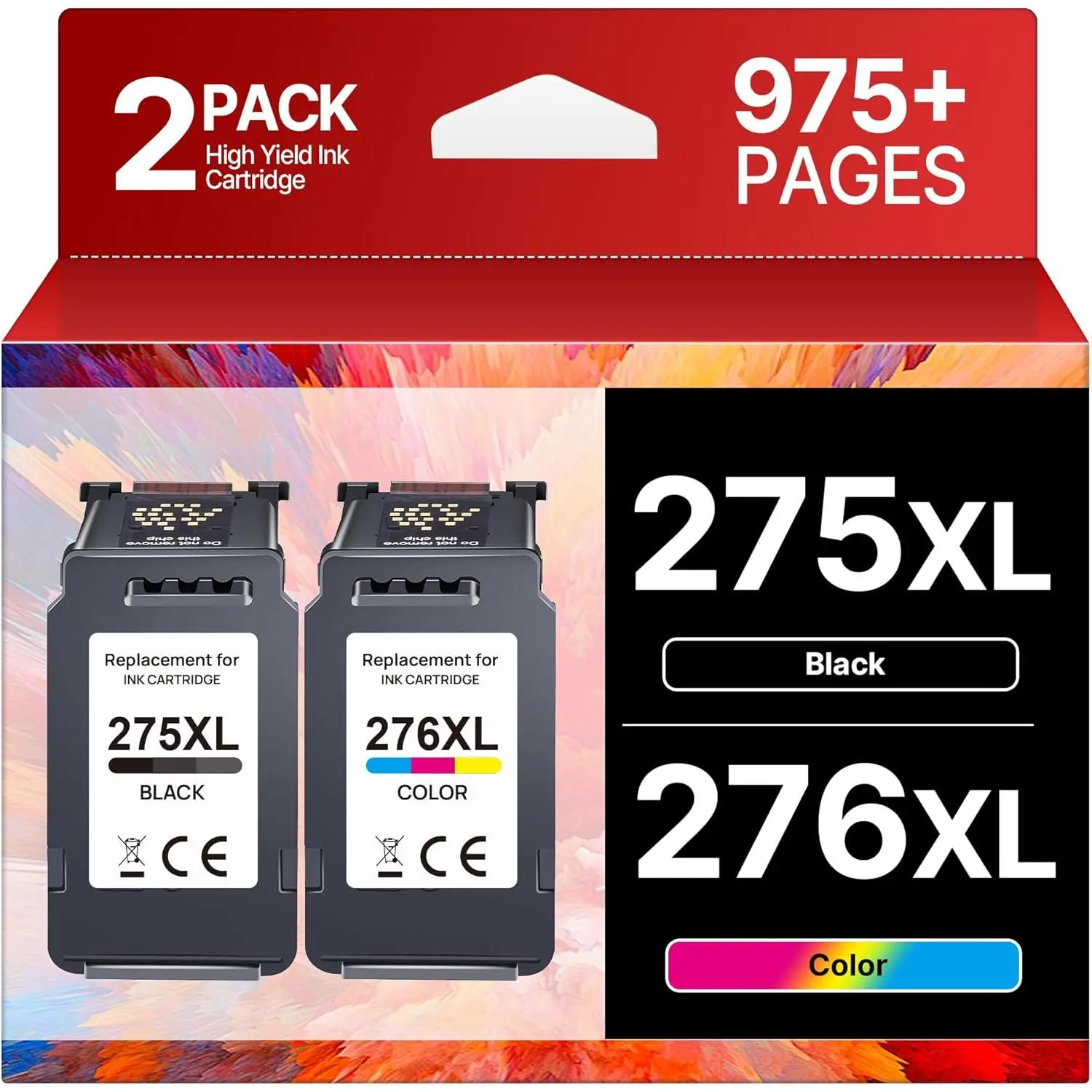 High Yield PG-275XL & CL-276XL Ink Cartridges Combo Pack (2 Pack) with Upgraded Chip, High Page Count, Bright Vibrant Images, Hassle-Free Printing for PIXMA TR4720, TS3522, TR4700, TS3722, TS3500, TS3520, TS3720, TR4722