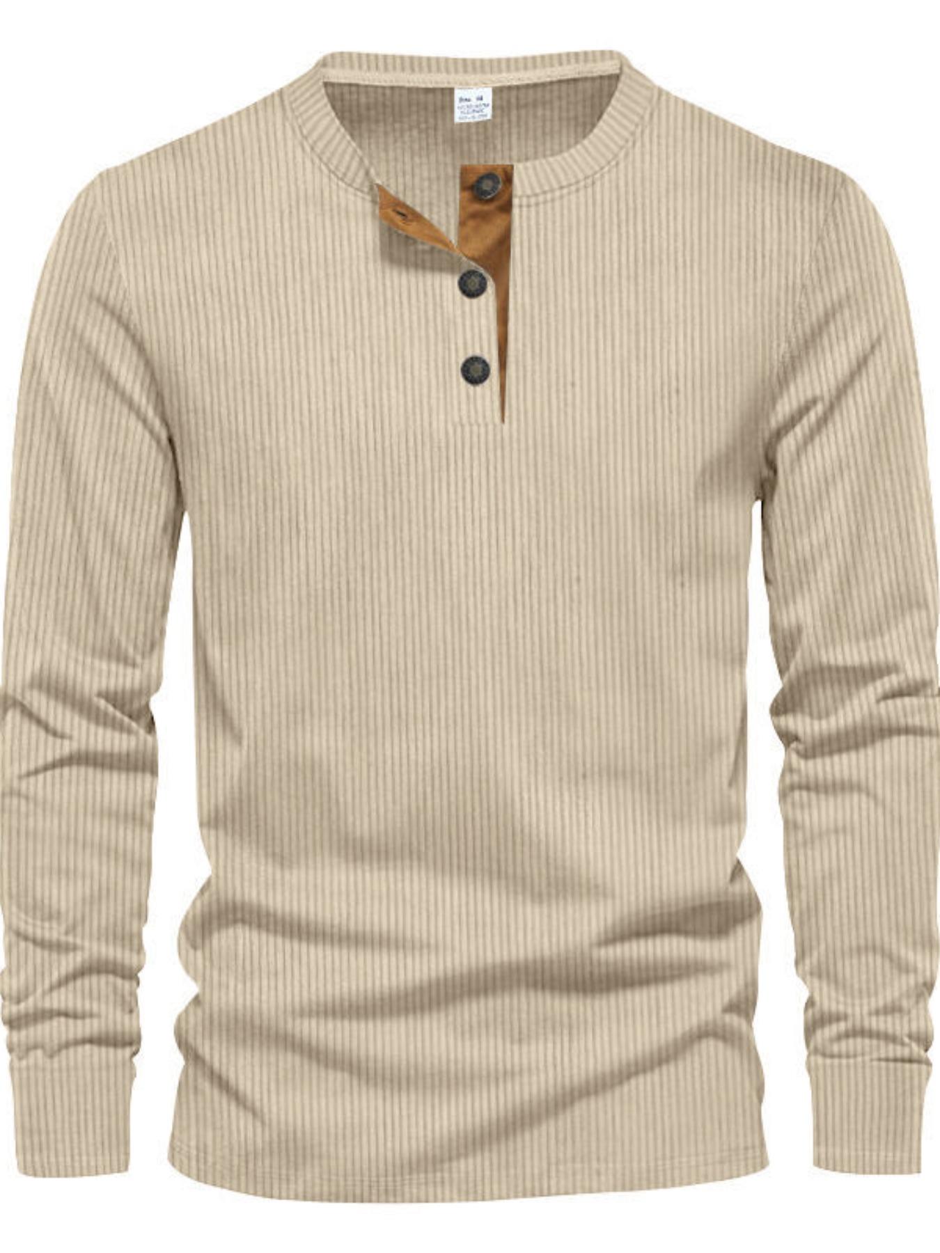 Men's Vertical Striped Textured Long Sleeves with A Contrasting Placket,solid Color Vertical Striped Texture,can Be Worn Alone and Layered,suitable for Casual Light Business and Other Scenarios, Classic, Menswear