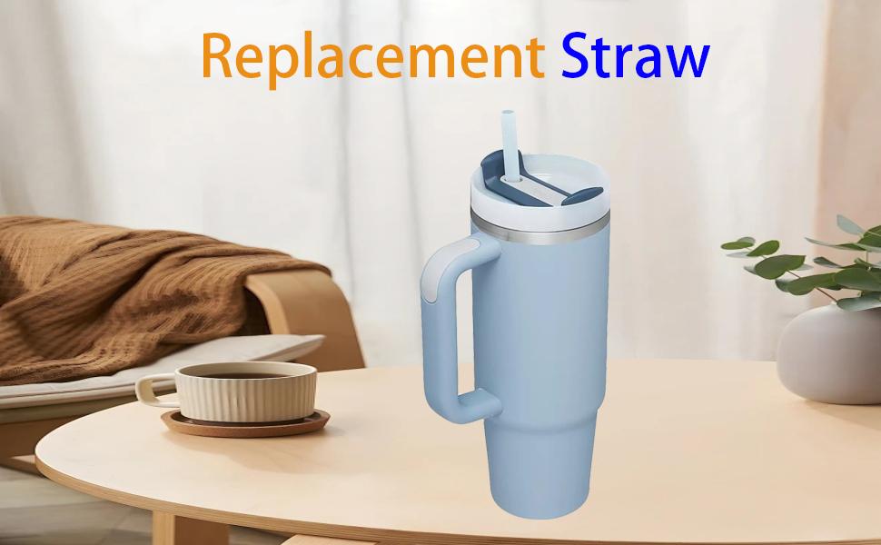 6 Pack Replacement Straws with Cleaning Brush Compatible Stanley 30 oz 40 oz Tumbler, Plastic, Clear