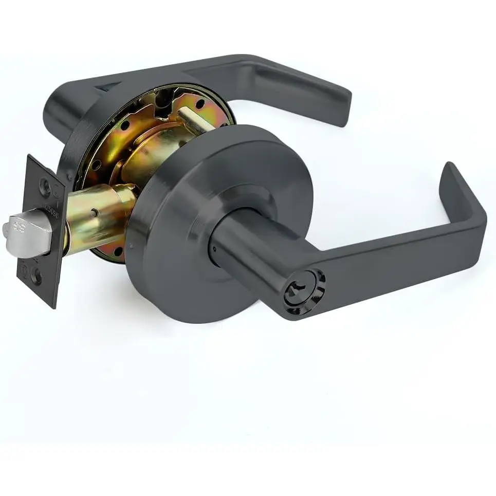 Ansi Grade 2 UL 3H Fire Rated Commercial Heavy Duty Classroom Door Lever Lockset, ADA, Matt Black Finish