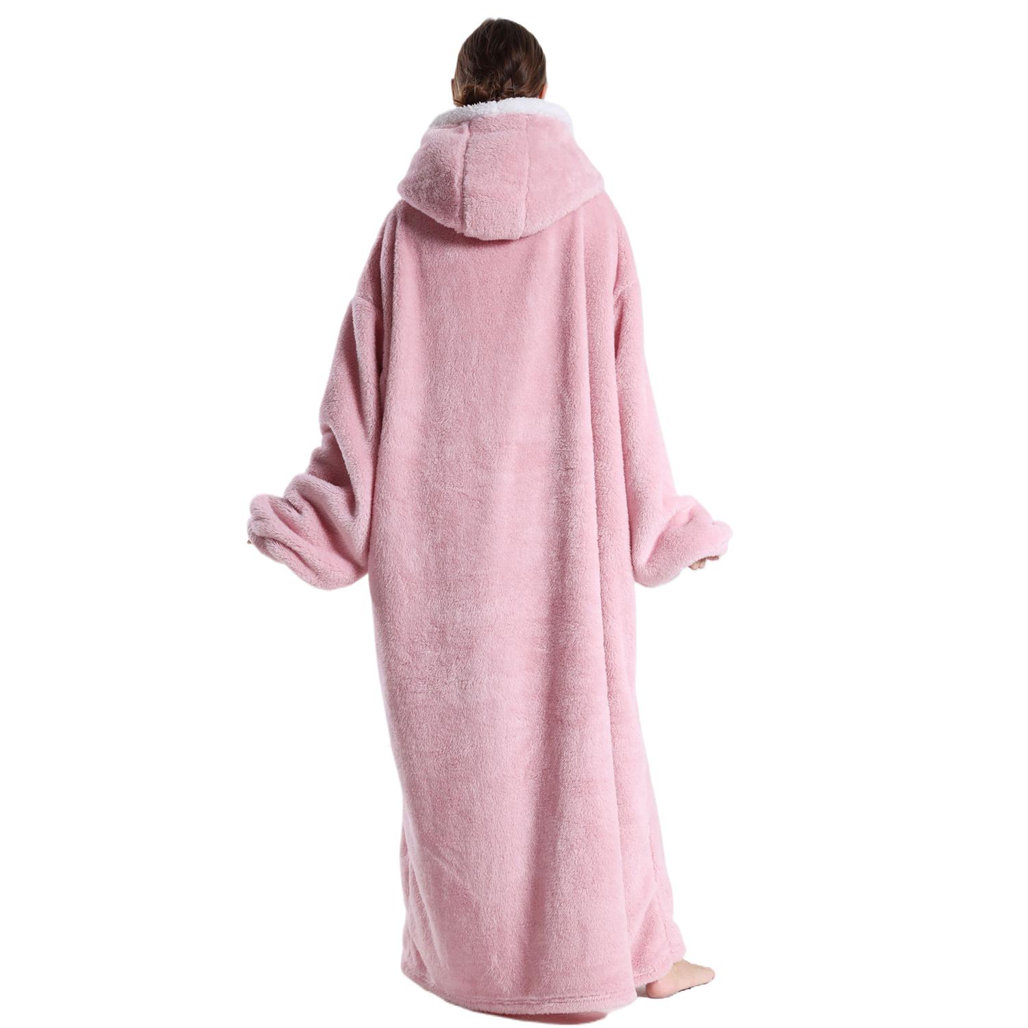 Msrlassn Plus Size Wearable Hoodie Blanket for Women Men, Oversized Hoodie Blanket Cozy Warm Flannel Sweatshirt with Big Pocket, Loungewear Womenswear Hooded Blanket as Gifts for Mom Girlfriend