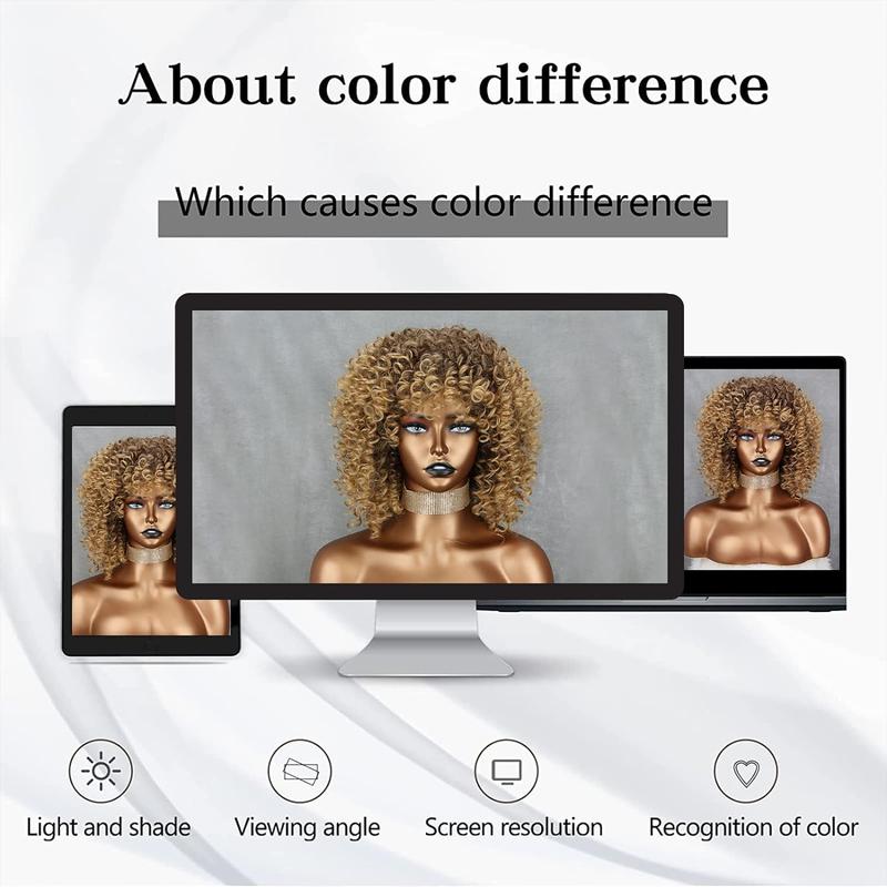 Missqueen 14 inch Blonde Curly Wigs 70s, Kinky Brown Mixd Blonde Afro Wigs for Black Women, Synthetic Afro Curly Blonde Wigs for Women (Brown to Blonde)