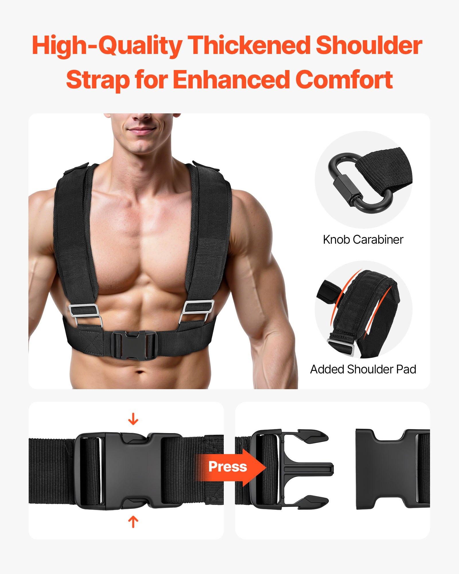 VEVOR Weight Sled, Steel Power Sled, Fitness Training Sleds for Athletic Exercise Speed Improvement, Workout Equipment with Adjustable Height Handle, Compatible with 1/2 in Weight Plates, Orange
