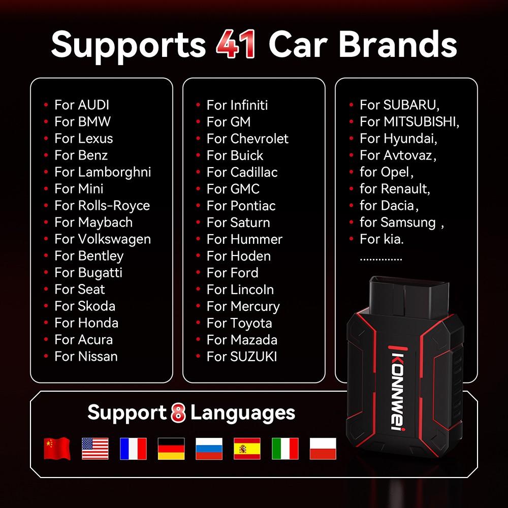 KONNWEI MAXOBD Bluetooth5.2 OBD2 Scanner Deep Security Scan, Vehicle-Specific Data Stream, Read/Erase Codes, Data Stream, Battery Check, Diagnostic Report For IOS/Android