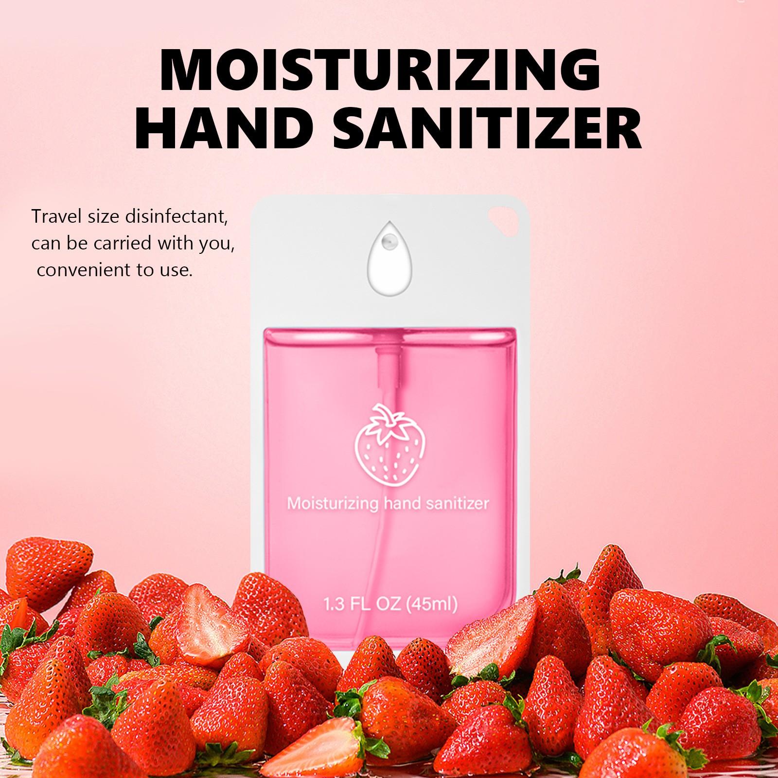 Strawberry-scented hand sanitizer spray, moisturizing strawberry-scented hand spray, travel-sized bottle, portable household hand sanitizer spray, refreshing, deodorizing, germ-killing, Antibacterial, cleaning spray, Personal hygiene