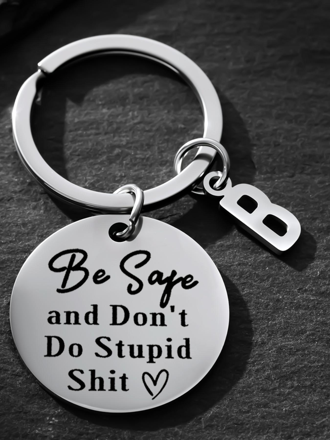 Funny Safety Keychain, Personalized Initial a Keyring, Humorous Gift for Men Women, Perfect for Birthdays, Christmas, Graduations