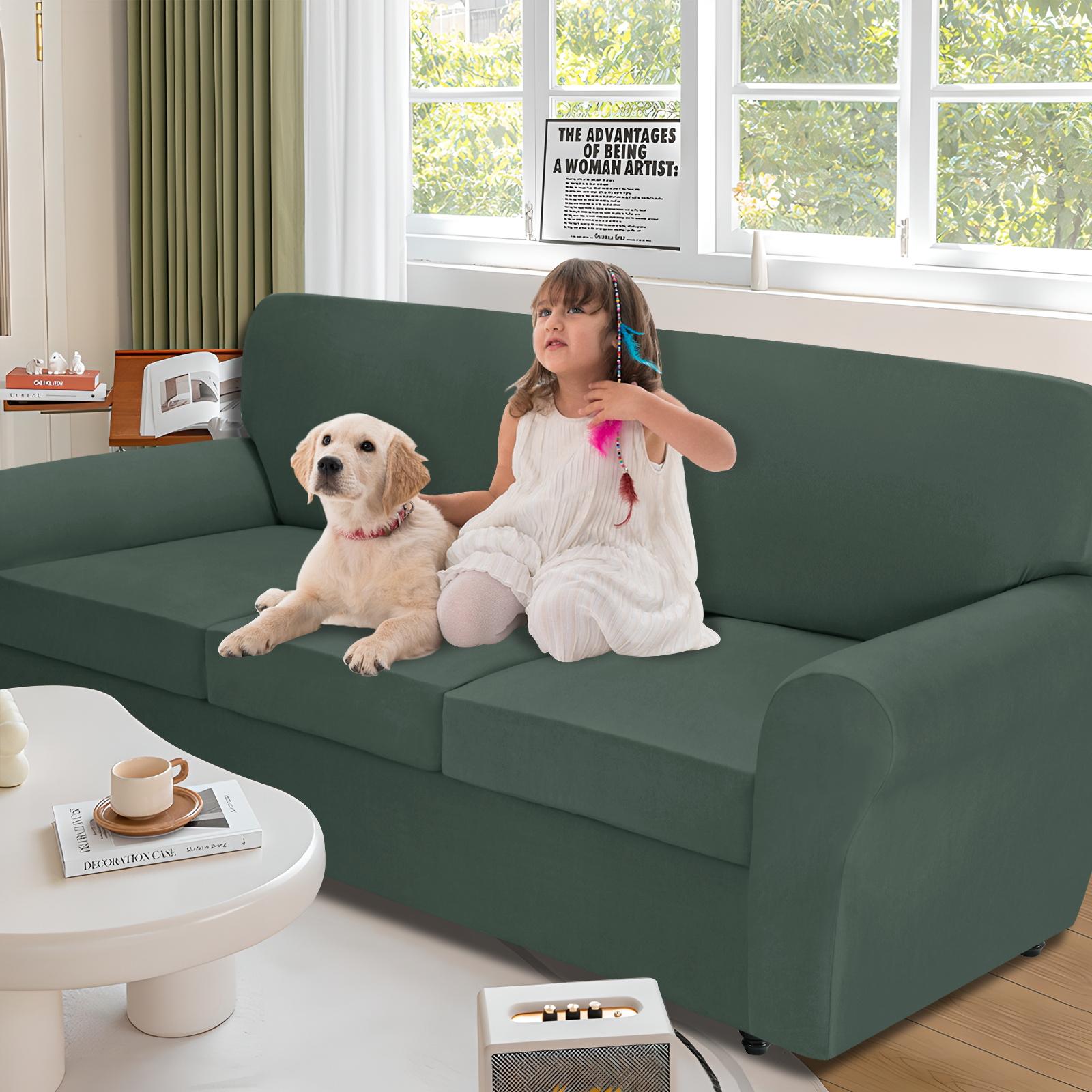 Easy-Going Stretch Soft Couch Cover for Dogs, Christmas Slipcover for Sofa with 1/2/3 Seperated Cushions, Washable Elastic Furniture Protector for Pets, Kids, Livingroom