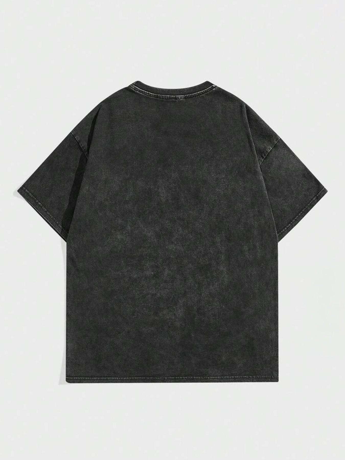 Cotton Short Sleeve Long T-Shirt, Floral Rose Flower Print Design, Loose Fit, Breathable, Street Casual Style, Perfect for Daily, Streetwear Fashion