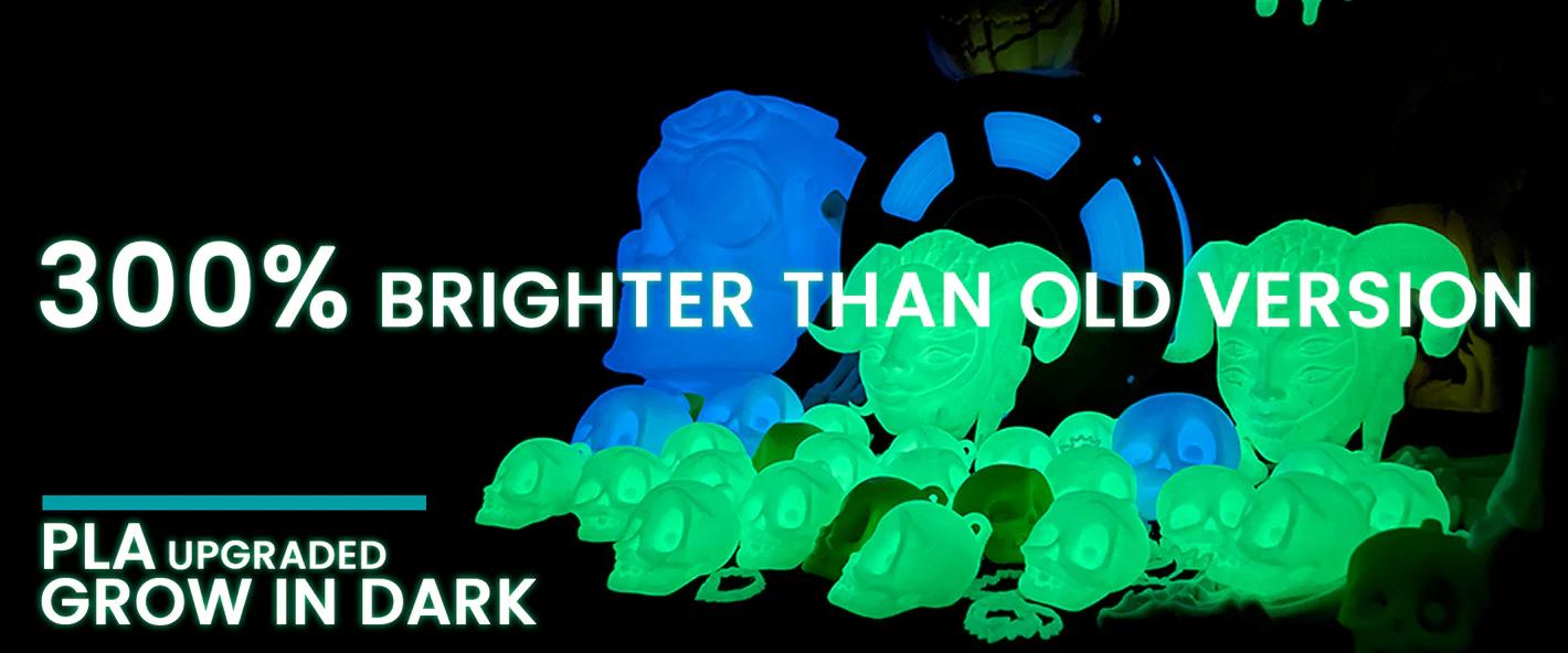 Glow in The Dark Luminous PLA 3D Printer Filament UV/Sunlight Activated! Strong, No-Clogging 3D Printing Material Print Party Decor, Signs & More with SUNLU PLA