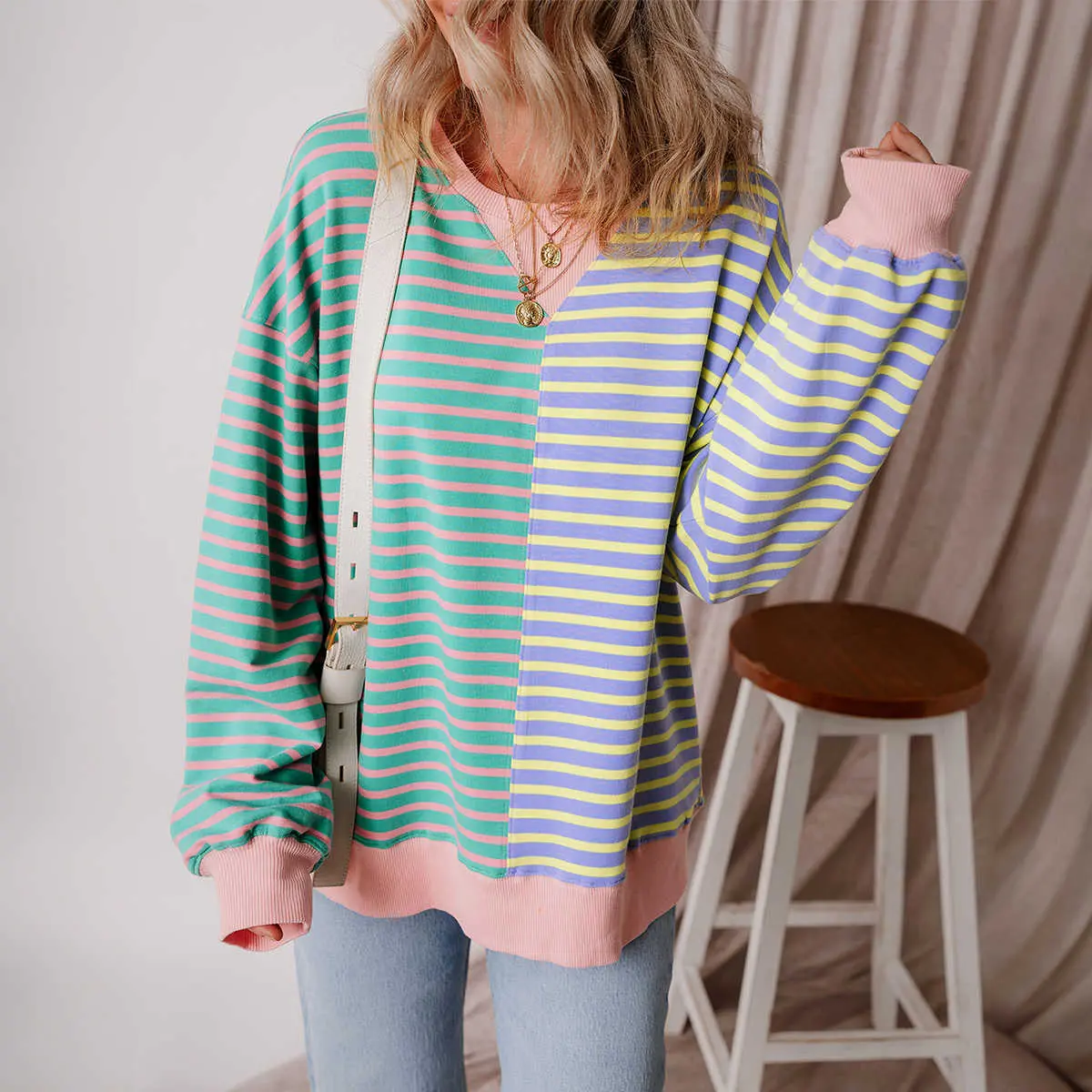 Colorblock Drop Shoulder Oversize Sweatshirt