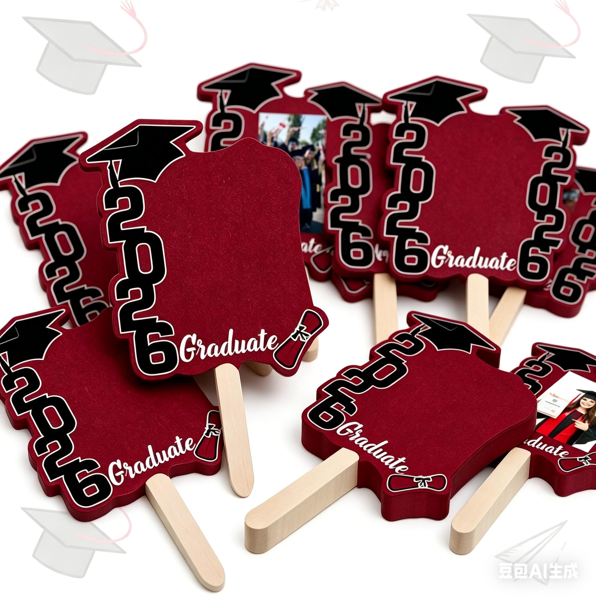 12 Pack Class of 2026 Graduation Fans with Handle Double Sided Grad Photo Props for Keepsake Gifts Graduation Party Supplies