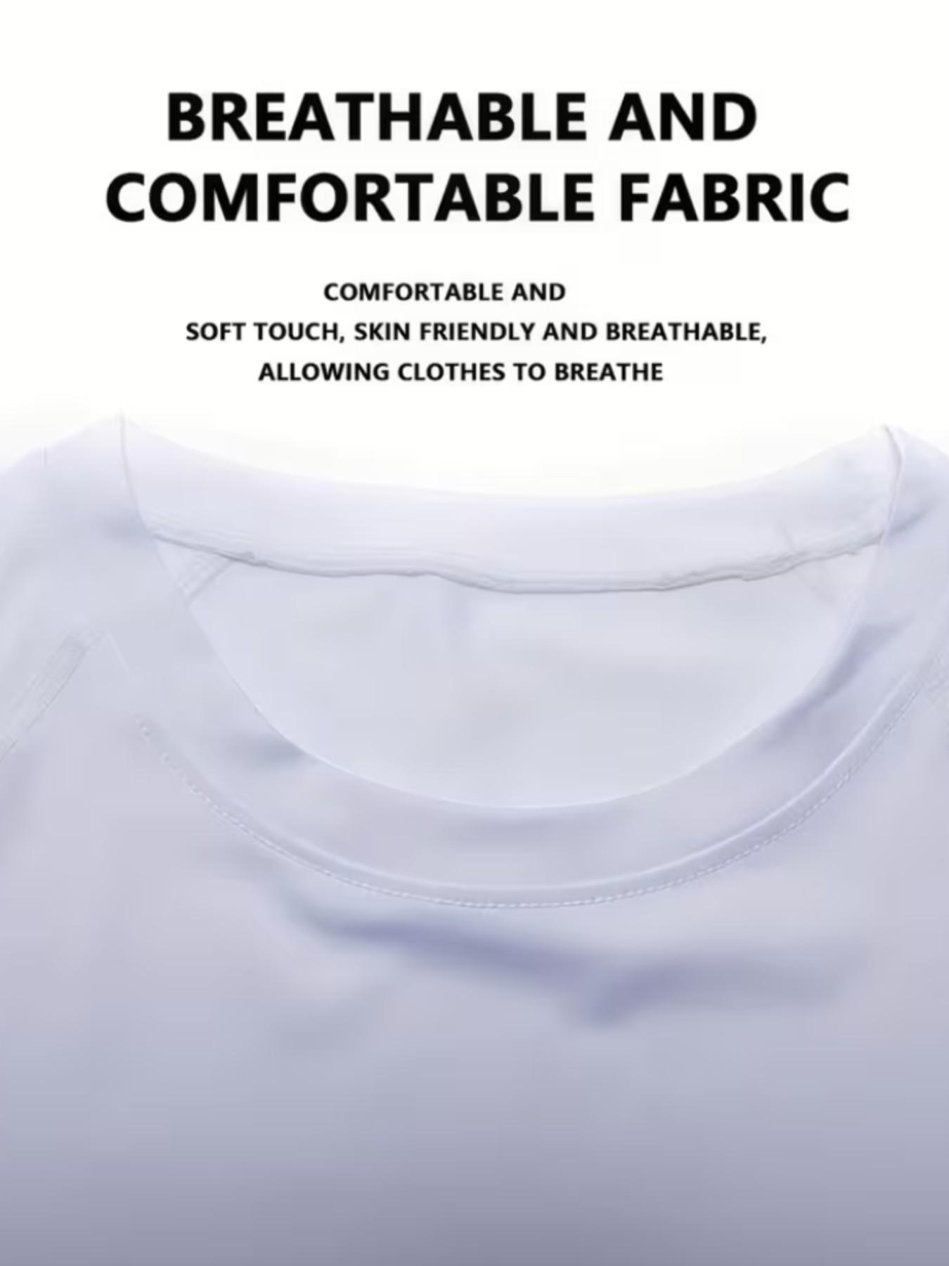 Men's Short Sleeve Sporty Tee, Quick-Dry Breathable Knit Fabric, King Pattern Print, Ideal for Gym, Running, Boxing, Outdoor Activities