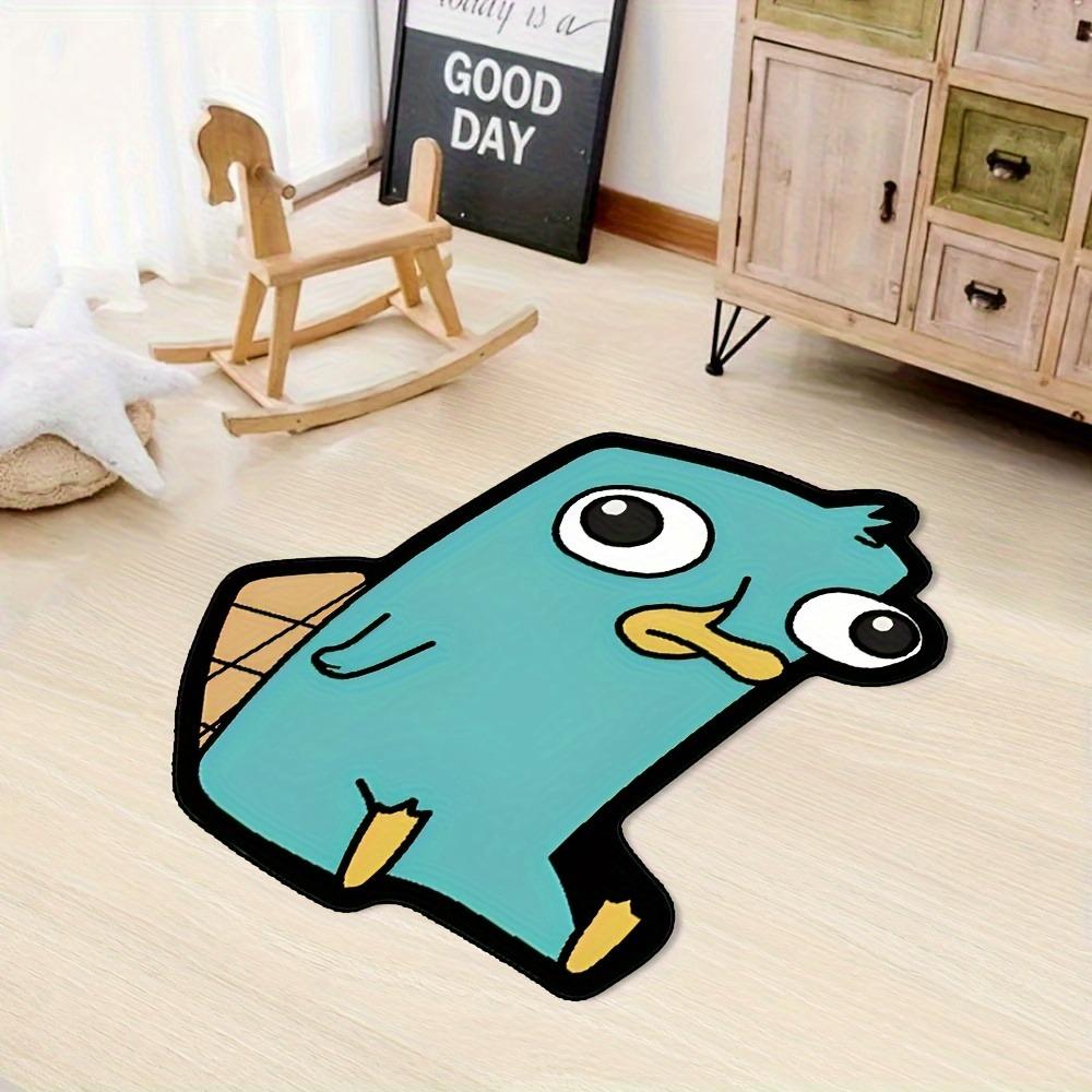 Funny Platypus Cartoon Pattern Rug, Soft Plush Blue Carpet, Fluffy Modern Rug, Unique Decorative Mat for Living Room, Gaming Room, Casual Style #TOP PICKS