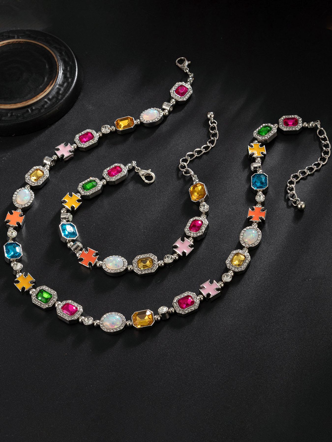 Elegant Zircon Jewelry Set, Unisex Necklace and Bracelet Combo, Perfect Gift for Couples, Ideal for Birthdays and Special Occasions