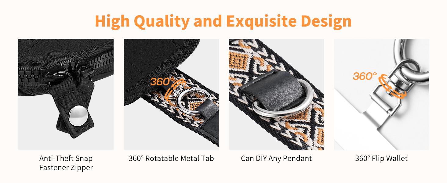 Clip and Go Strap Bag stylish printed Phone Lanyard Crossbody Adjustable and Detachable RFID Wristlet Wallet Zipper Pouch Wallet