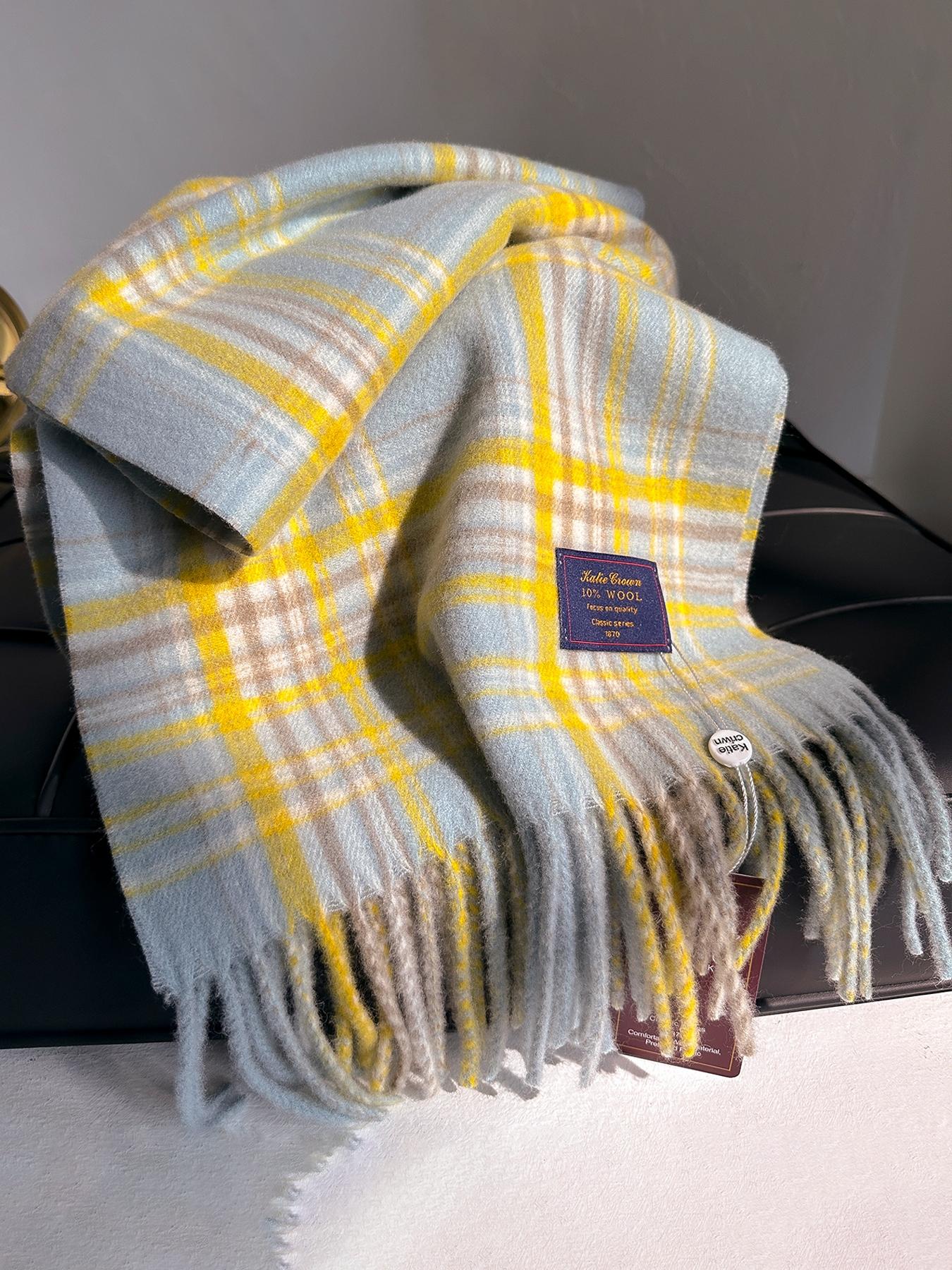 Women's Plaid Pattern Scarf, Casual Fitted Structure Design, Warm Daily Wear Accessory, Fashionable Comfortable Multifunctional Shawl for Fall & Winter