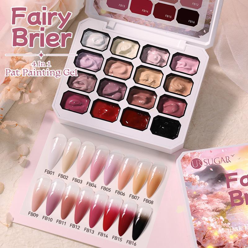 4-in-1 Patting Gel Nail Polish Set - 16 Colors of Pure Cream Gel Palette, Pigmented Colors Suitable for Gradient and Floral Nail Art, Ideal for Salon and Home Use