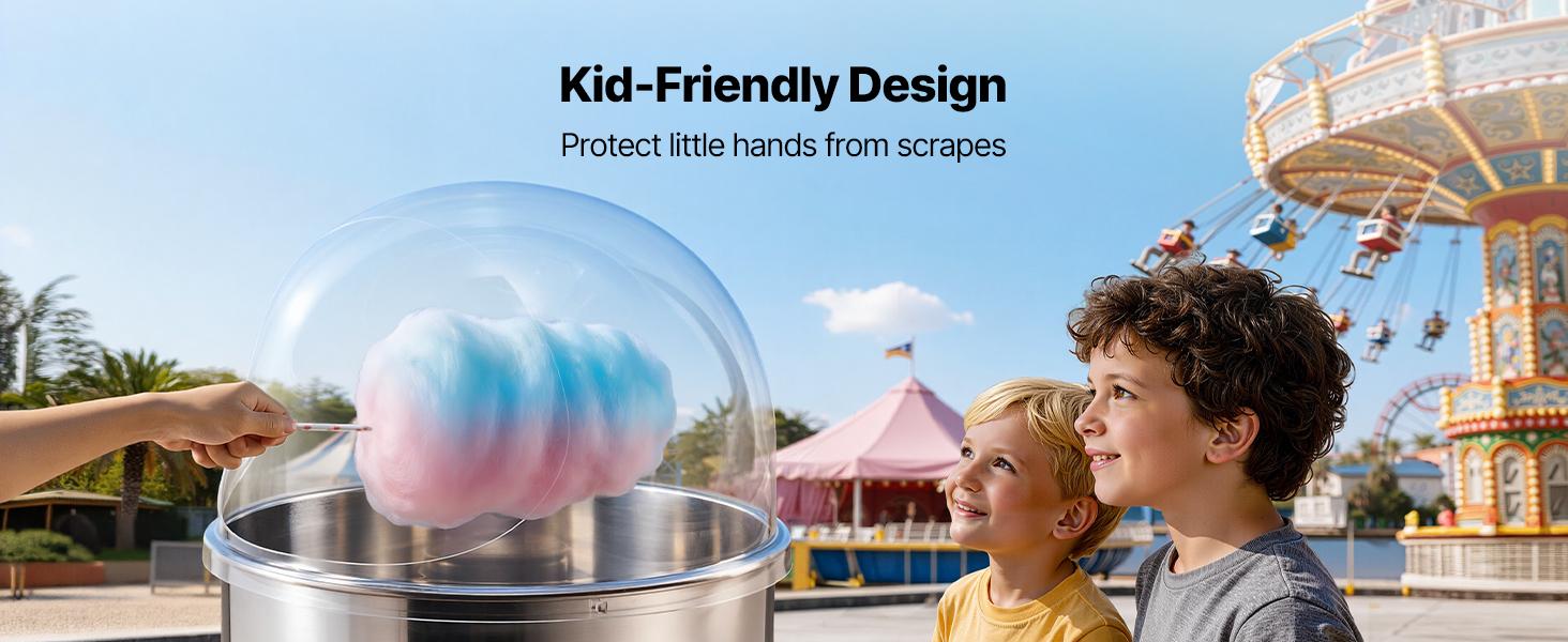 VEVOR Cotton Candy Machine Cover, Transparent Acrylic Dome Bubble Shield, Cotton Candy Machine Bubble Shield Compatible with 20.5in Cottons Candies Machines Bowl for Party, Shops, Bottom Groove Design