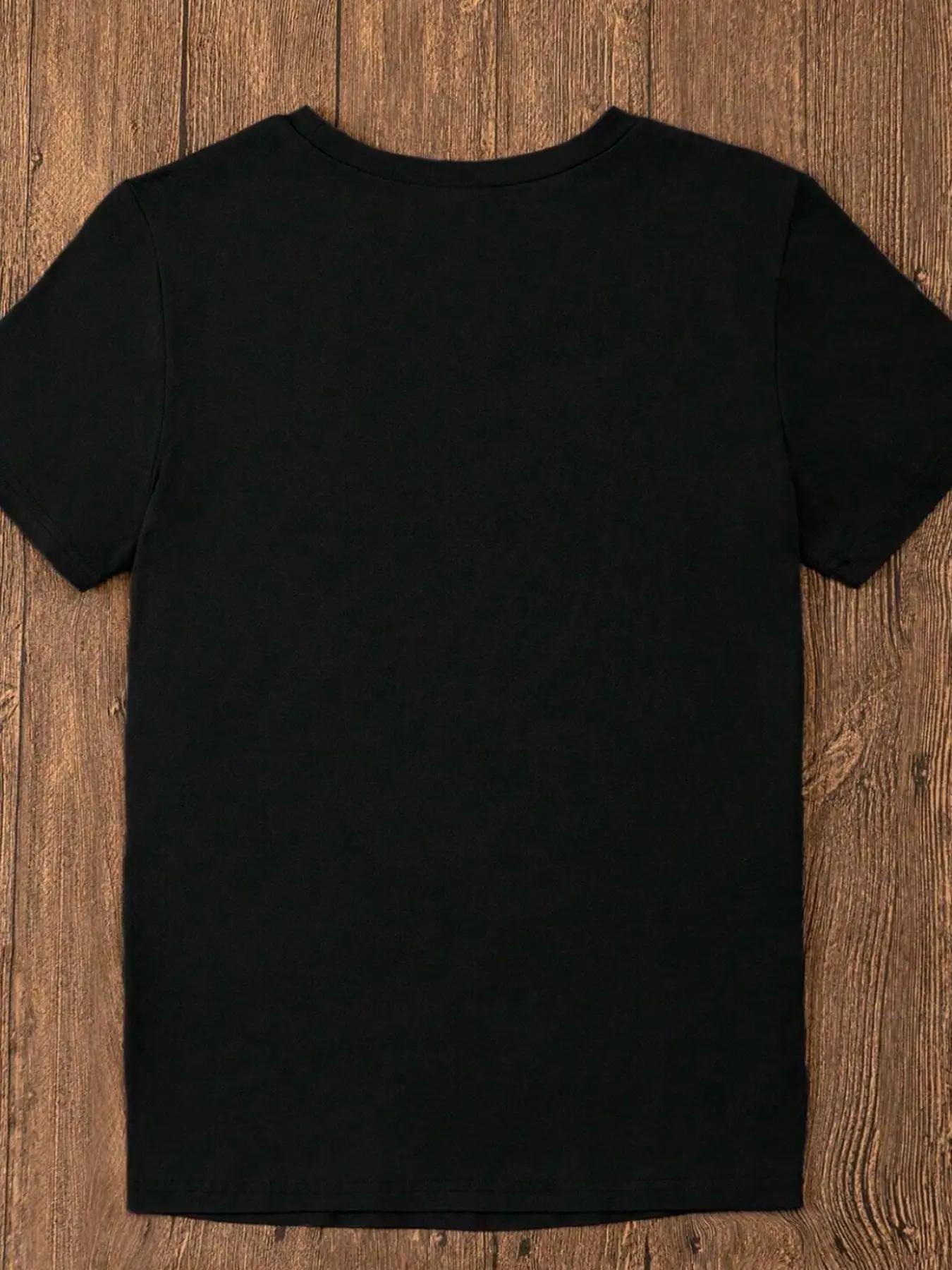 Women's Letter Print Round Neck Tee, Casual Short Sleeve Crew Neck T-Shirt for Summer, Fashion Women's Top for Daily Wear, Womenswear