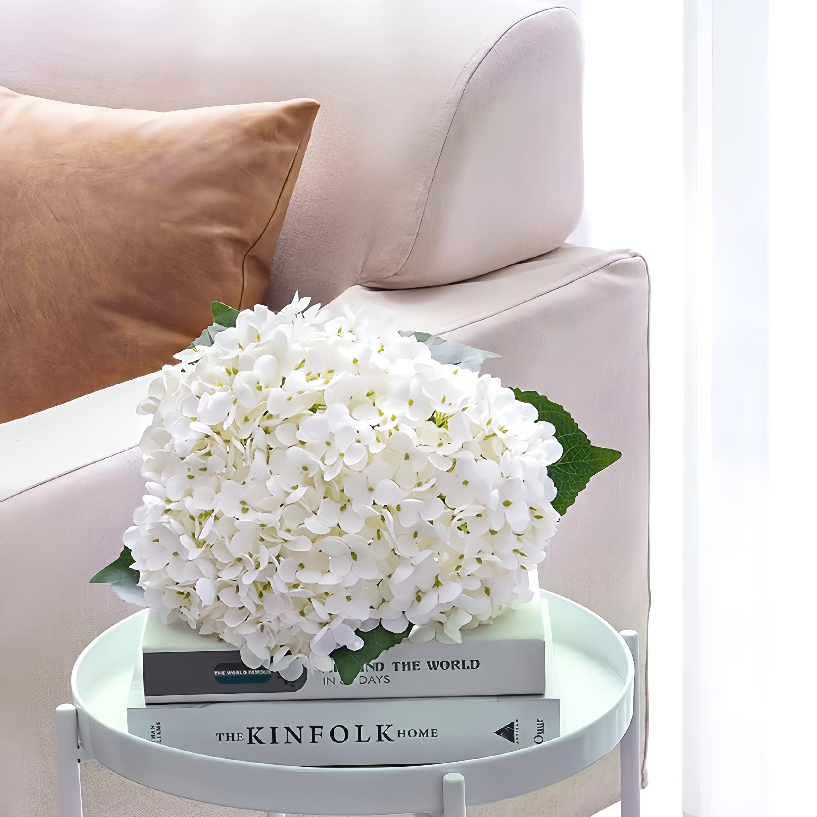 5Pcs Real Touch Artificial Hydrangea Flowers - Washable Faux Hydrangea Stems No Maintenance Never Wilt Multi-Color Fake Flowers for Home Wedding Party Table Centerpiece DIY Floral Decor