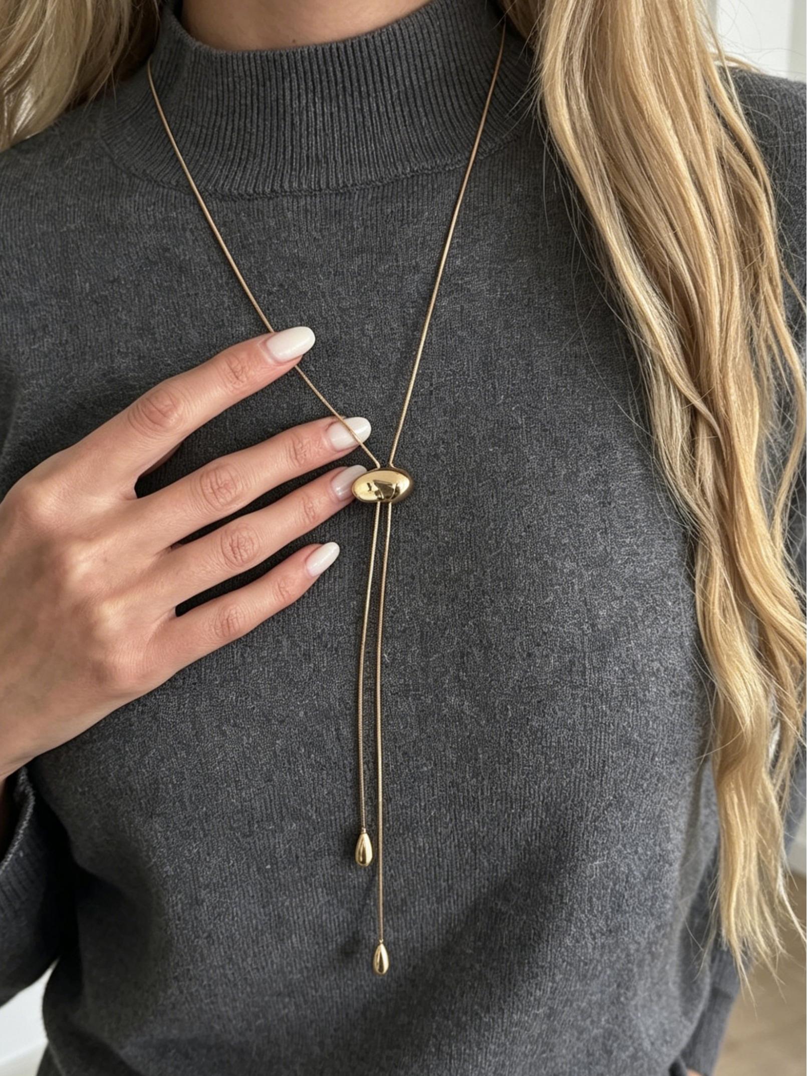 Boho Geometric Irregular Ccb Adjustable Length Fashion Long Necklace, Luxurious Casual Party Women's Versatile Metal Pendant Gift