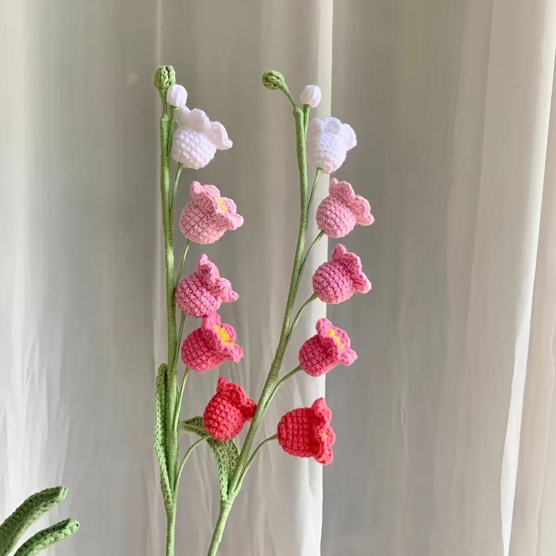 Handcrafted Crochet Flower Bouquet Set - Artificial Lilies, Carnations, Tulips & Forget-Me-Nots - Fabric Floral Arrangement for Christmas, Graduation, & All Seasons Decor - Tabletop Display